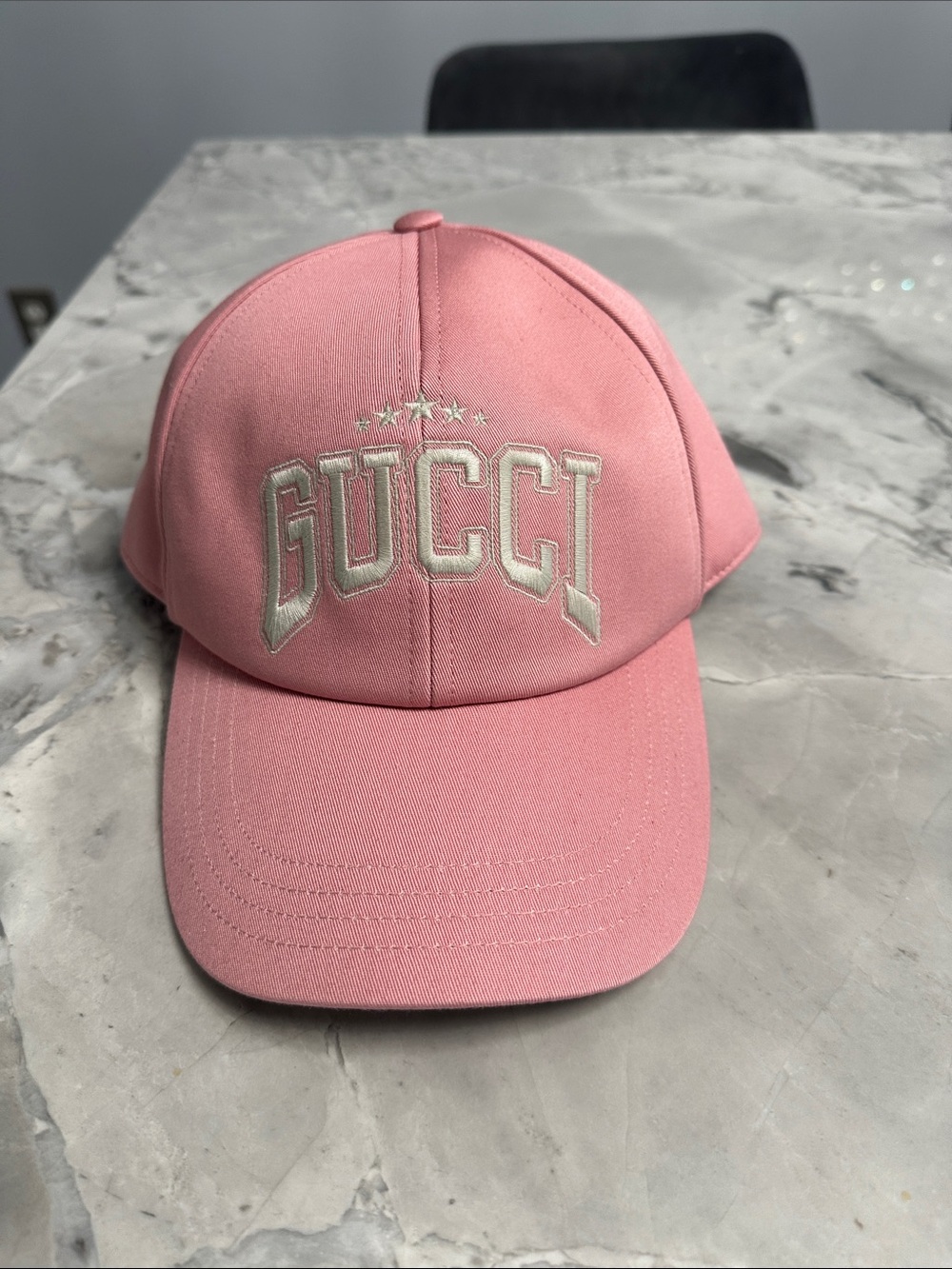 NWT Gucci Pink Baseball Cap with Cream Embroidered Logo